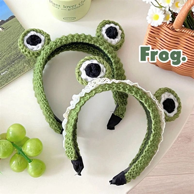 Cute Makeup Headband Kawaii Frog Spa Head Bands for Women Girls Washing Face Skincare Yoga Facial Mask Sports Hairbands Headwear