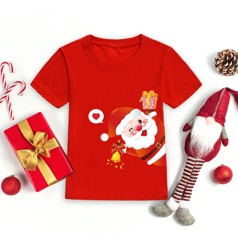 Merry Christmas Santa Claus Kids Tshirt Fashion Children Clothes Boys Girls Short Sleeve T-shirt Kids Xmas Holiday T Shirts