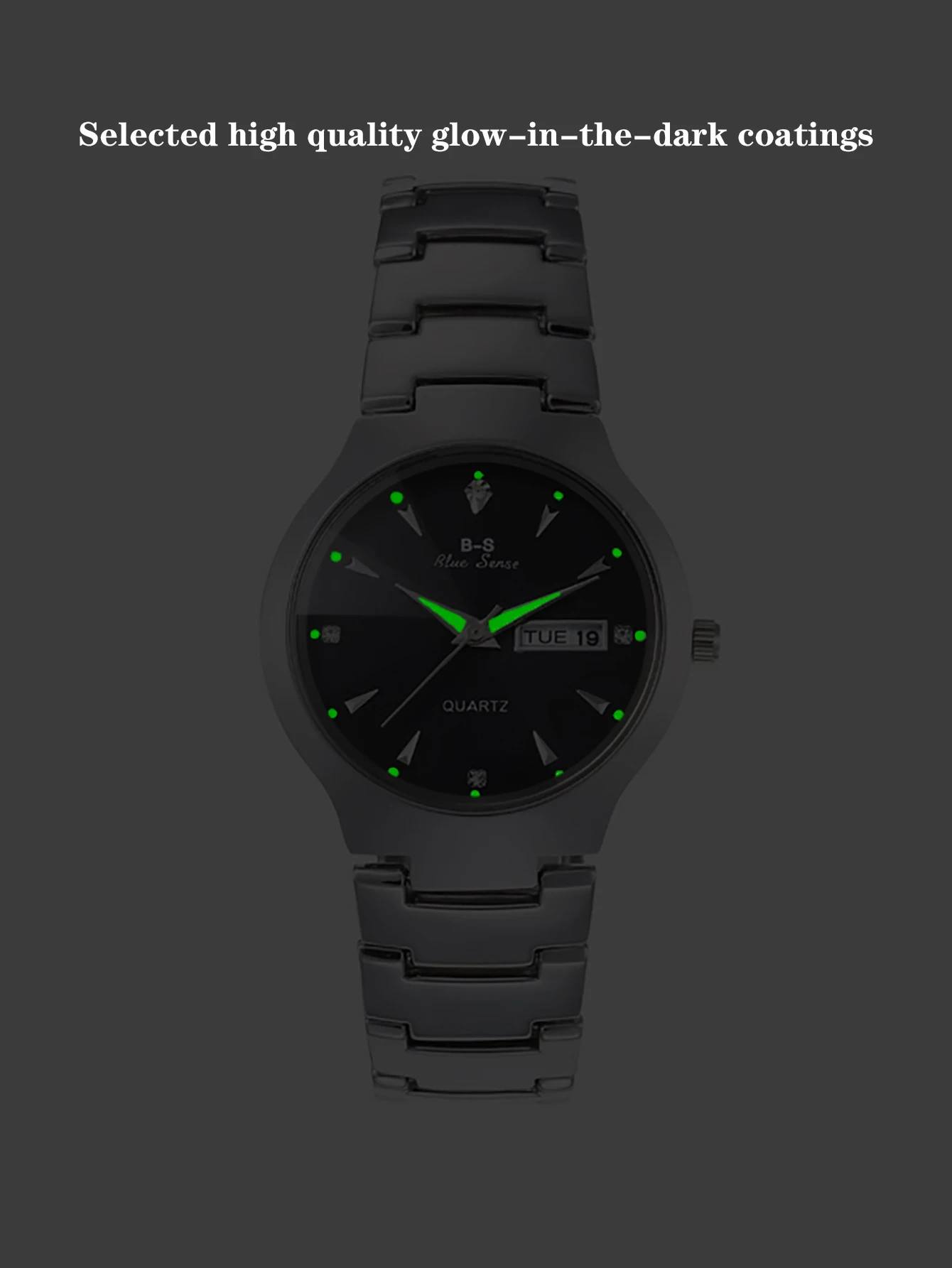 달력이 있는 실버 스테인레스 스틸 야광 실버 남성용 비즈니스 스틸 팔찌 쿼츠 시계 - 그를 위한 최고의 선물