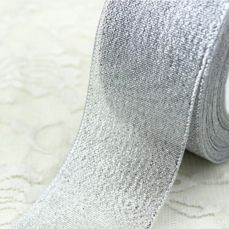 (25 Yards/Rolle) 50 mm silbernes Weihnachtsgeschenk-Verpackungsband, hochwertiges, glänzendes Metallband für Hochzeiten