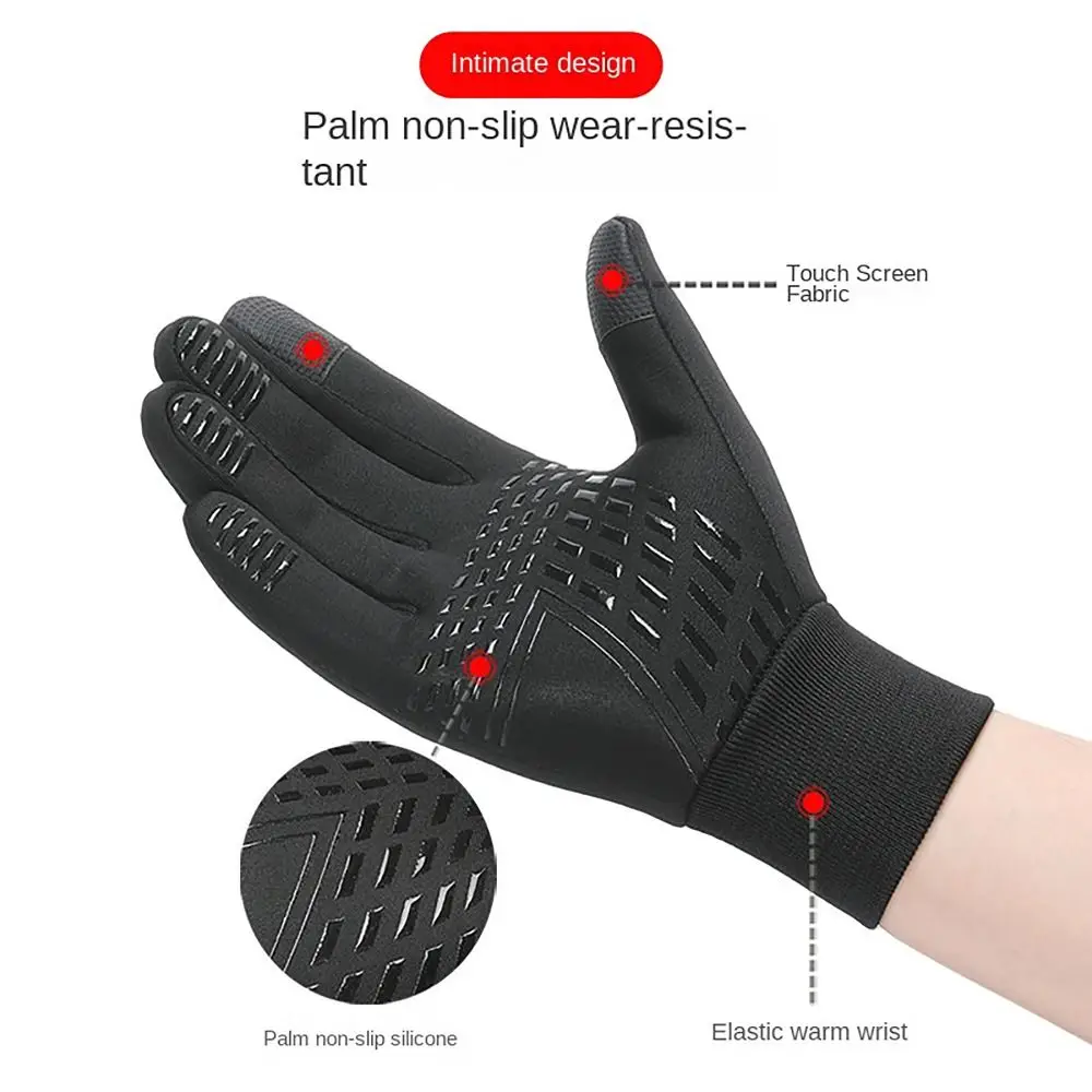 Gants de M-XL chauds d'hiver coordonnants imperméables coupe-vent, gants de cyclisme d'hiver chauds, gants à écran tactile à fermeture éclair pour l'hiver en plein air