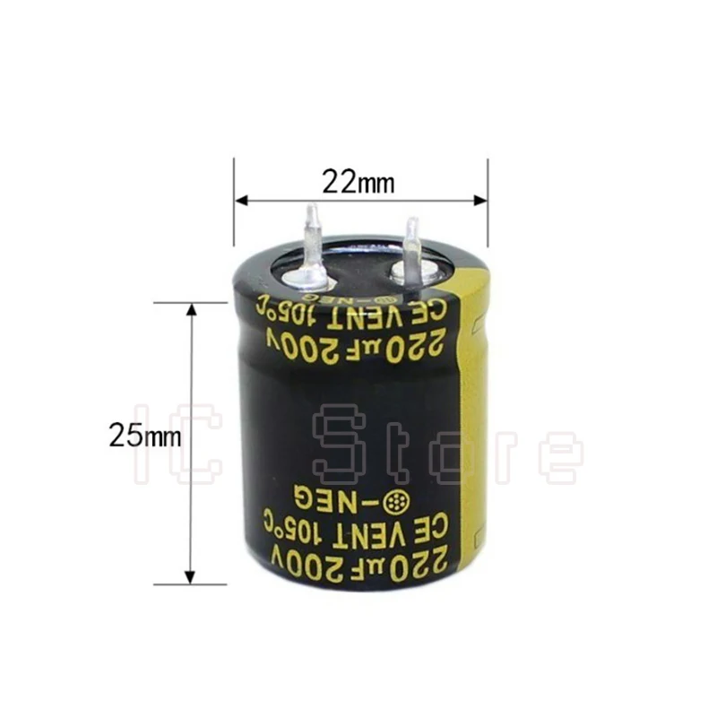 10PCS 200V 220uf Aluminum Capacitor Low ESR High Frequency 22x25mm 200V220uf Audio Electrolytic Capacitor Hifi Amplifier 22*25