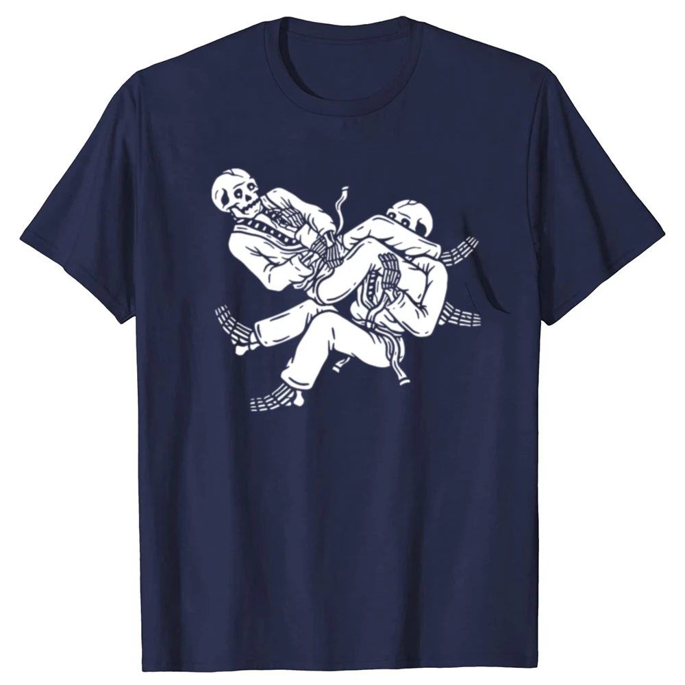 Funny Jiu Jitsu Skeleton Dance Judo Graphic T-shirts Men Women's Fashion Casual Tshirt 100% Cotton Loose Oversized T Shirt