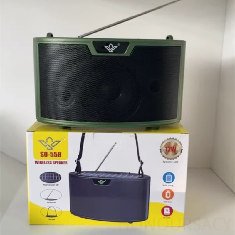 

Портативная беспроводная колонка Upgrade Solar Bluetooth 5.3 с сабвуфером, удлиненной антенной и FM-радио: переключение радио одной кнопкой