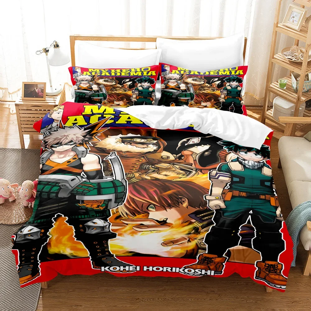 

New My Hero Academia Bedding Set Japan Anime Soft Bedclothes Single Double Queen Twin Full Size Duvet Cover Teens Boys Bed Linen