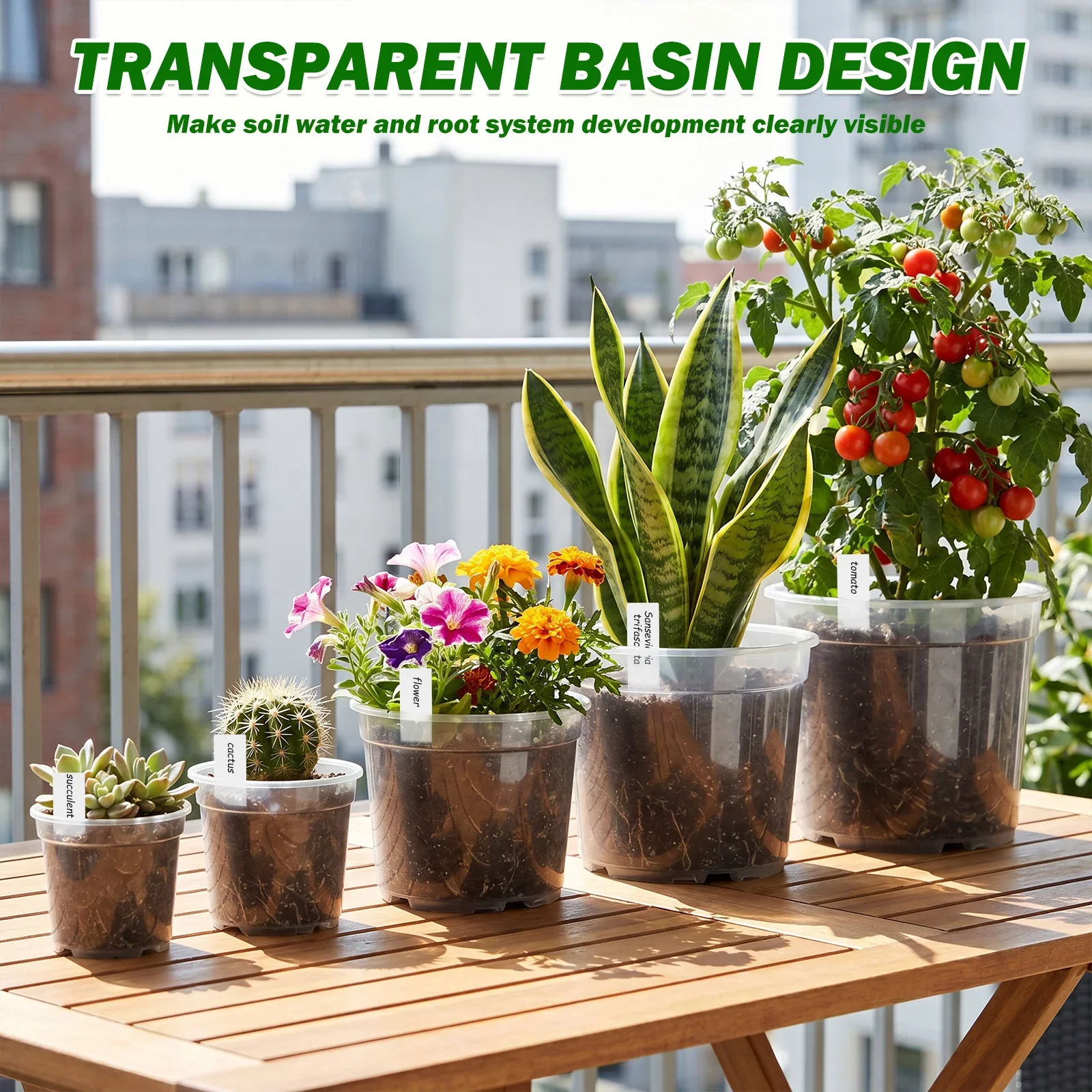 25Pcs 3/4/5/6/7 Inch Clear Nursery Pot Plastic Planter with Small Label Drainable Seedling Pot Seed Starter Pot Garden Accessory view 3