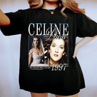 Celine Dion Cotton T-shirt Fashion Retro Clothing My Heart Will Go on Classic Art Tee Unisex Summer Casual  Tops Hymne A L'Amour