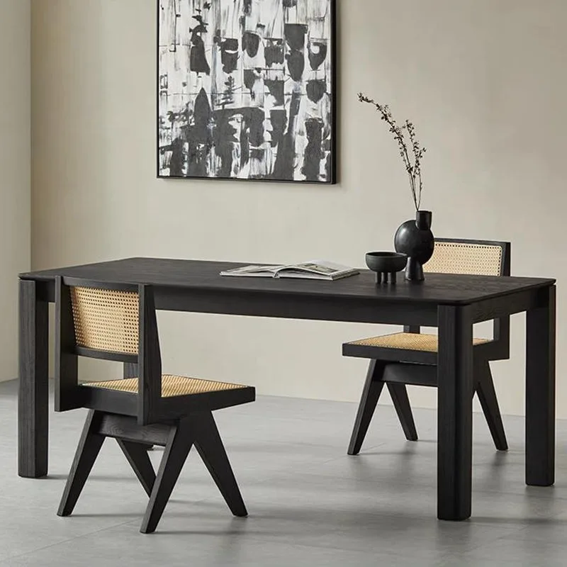Nordic modern solid wood dining table wabi wind ash wood rectangular log dining table large ping number desk workbench