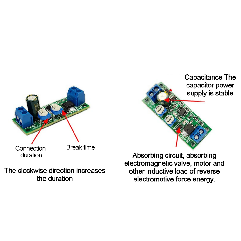 DC 7-30V Cycle Timer Delay On/Off Switch Delay Relay Dual-MOS Output Module 0-10sec/0-100sec/0-30min/0-5hr Adjustable Time Relay