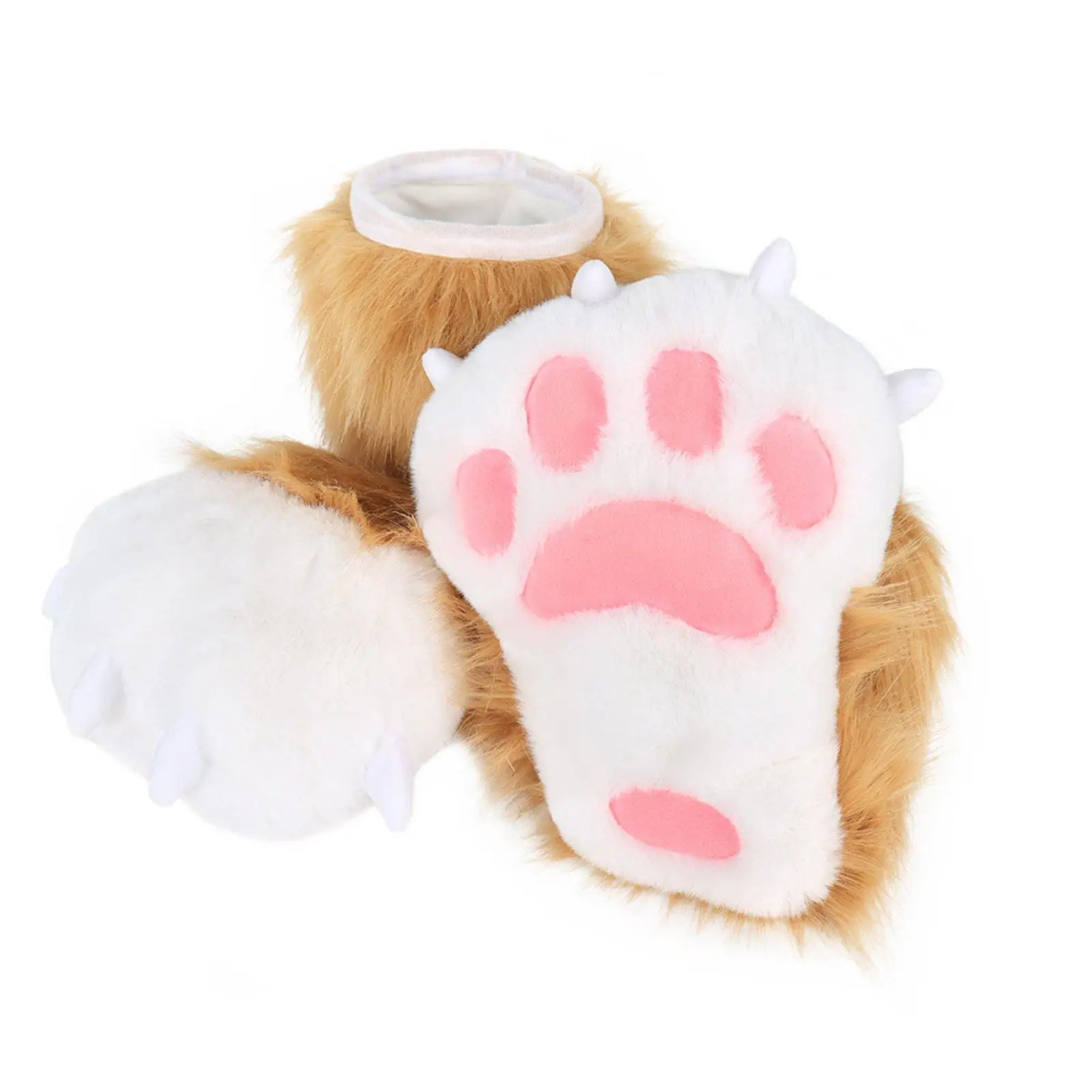 Cute Faux Fox Fur Foot Covers for Cosplay Animal Costume Party Accessories Cushioned Paw Slippers for Stage Dancewear