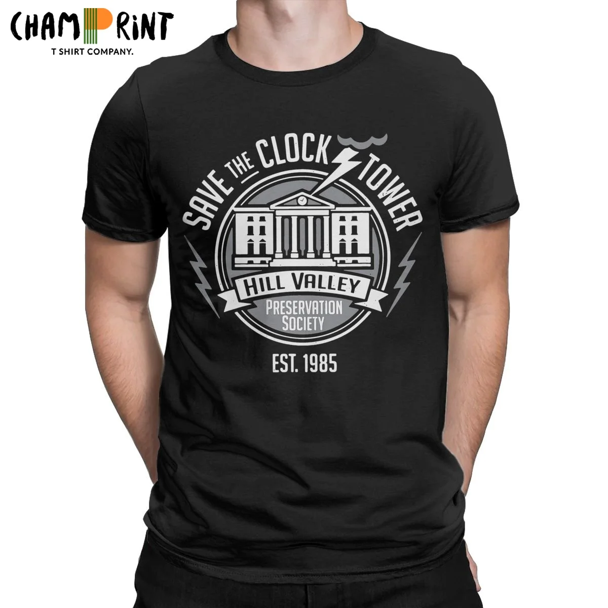 Save The Clock Tower Back To The Future Men T Shirts Funny Tees Short Sleeve Round Neck T-Shirts Pure Cotton Summer Clothes