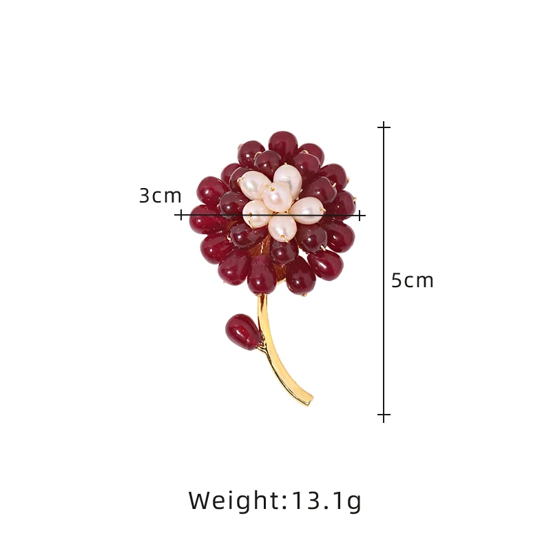 Natural Pearl, Natural Stone Flower Brooch Korean Women's Luxury Jewelry Fashion Women's and Girls' Gifts GO0576