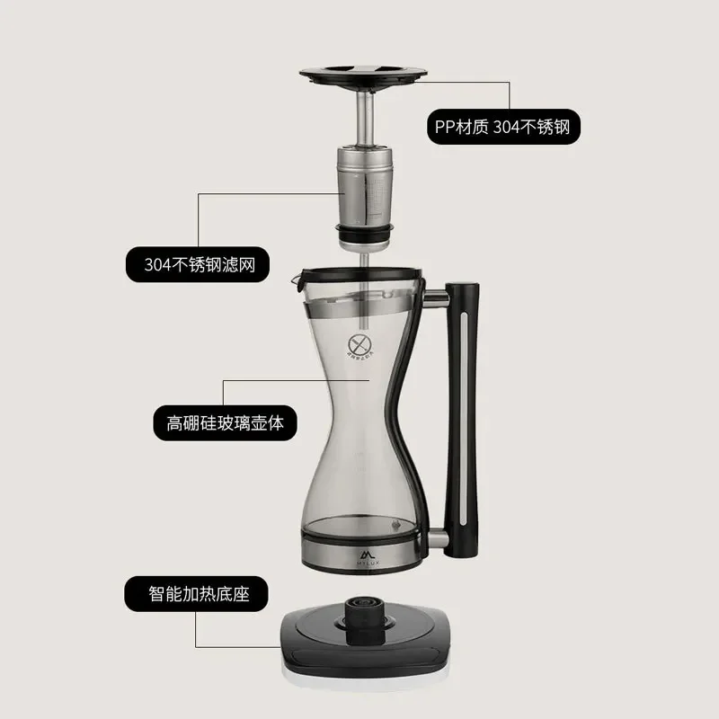 Cafetera Syphon para el hogar, cafetera hecha a mano con Base calefactora, cafetera Americano de oficina con Base