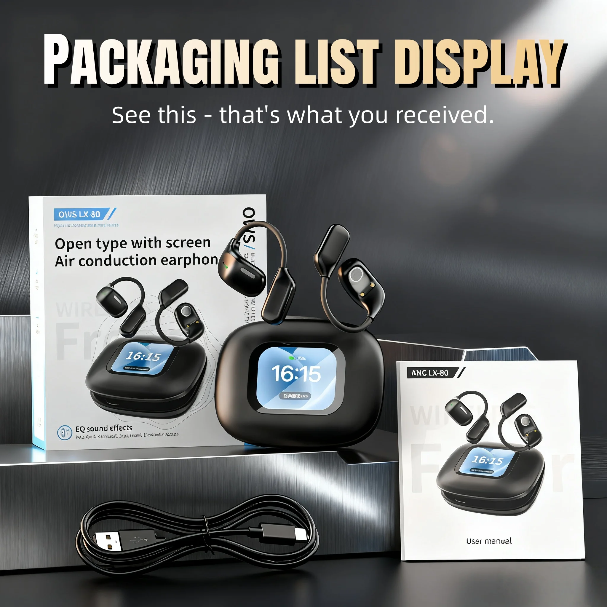 شاشة عرض LED سماعات أذن لغة في الوقت الحقيقي مترجم سماعة لاسلكية تعمل بالبلوتوث إلغاء الضوضاء سماعات محمولة سماعات OWS