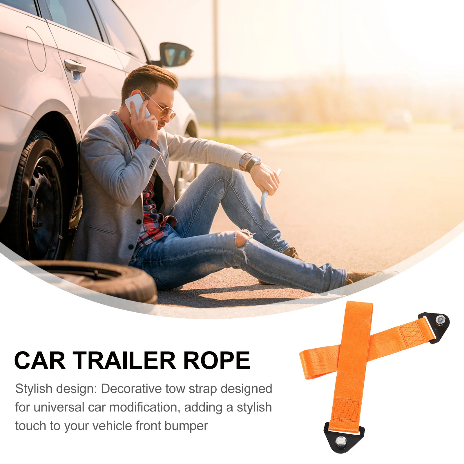 

2Pcs Car Tow Strap Decorative Racing Strap Universal Front Bumper Traction Belt Heavy Duty Nylon Tow Rope Car Trailer Pull Rope