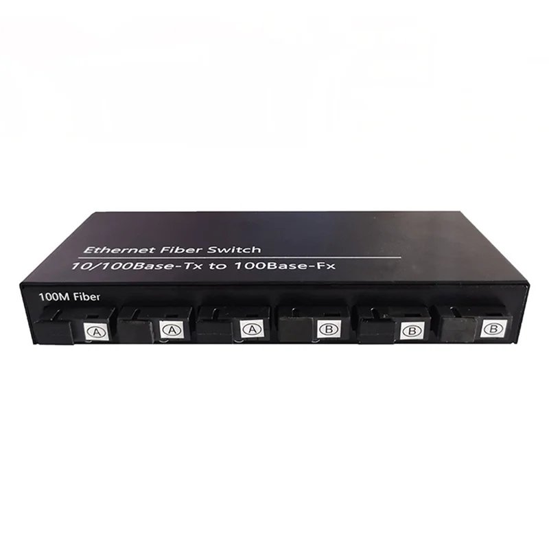 6Port 10/100M Ethernet Switch 6 Fiber Port 25KM 2UTP RJ45 Fiber Optical Transceiver Optical Media Converter US Plug