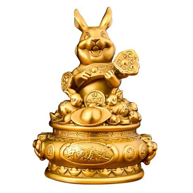 

Pure copper rabbit zodiac rabbit treasure pot rabbit Ruyi rabbit home and office decoration ornaments