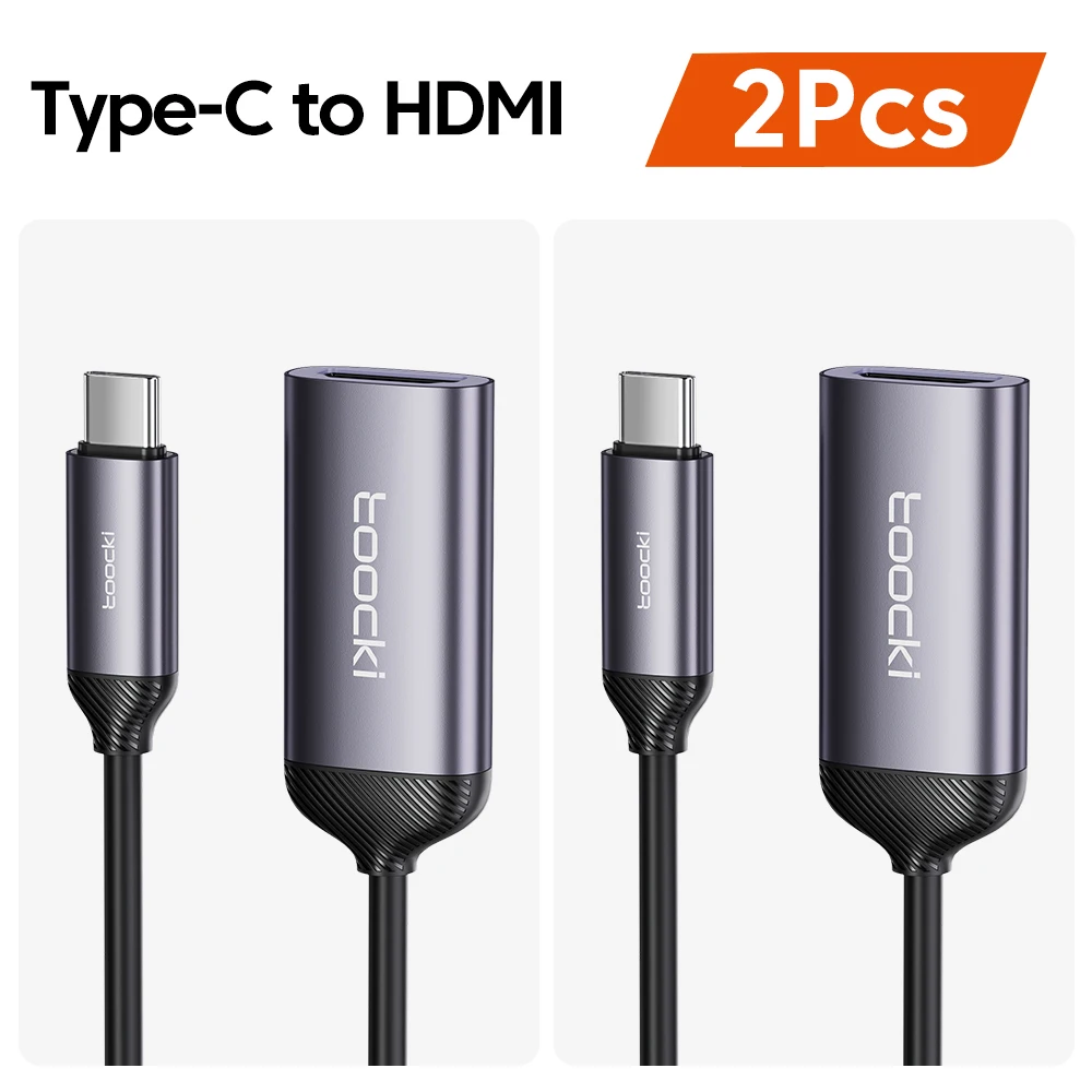 Toocki USB C naar HDMI-kabel 4K 60Hz Type C HDMI-compatibele kabel voor iPhone 15 Samsung S23 MacBook Pro Air iPad HDMI-adapter