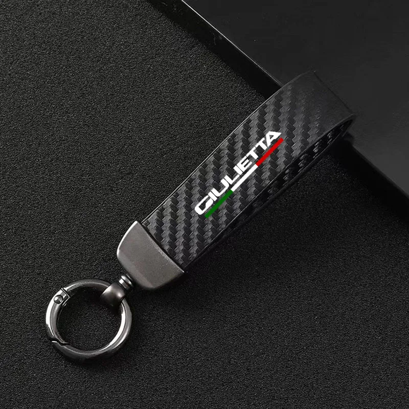 Carbon fiber Leather Car Keyring Exquisite Anti-lost Car Keychain for 147 156 159 166 Giulietta Spider GT Car Accessories