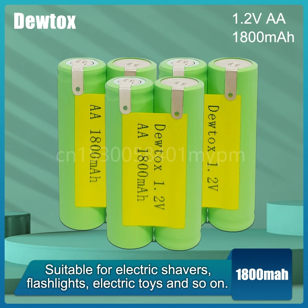 1.2V AA 1800mah Rechargeable Ni-Mh Baterias pack Alternative 2.4V AA cell for light cordless phone electric shaver razor