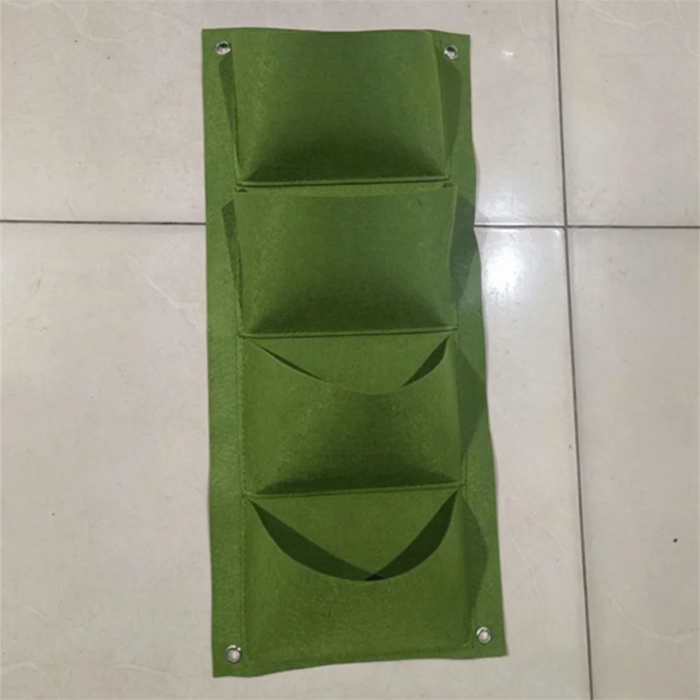 4 Pockets Hanging WallGrow Bag Big Size Durable Vertical Greening Bag Reusable Breathable Hanging Vertical Wall Planter