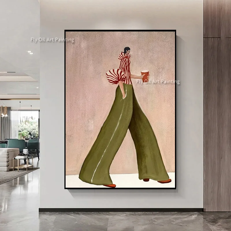 Lady With White Roses Canvas, Hand‑Painted Impasto Oil Painting, Elegant Figure Textured Vertical Wall Art Decor