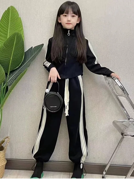 girls-sports-outfit-thin-casual-cotton-spring-summer-new-style-children's-clothes-set-home-leisure-comfortable-breathable-moi