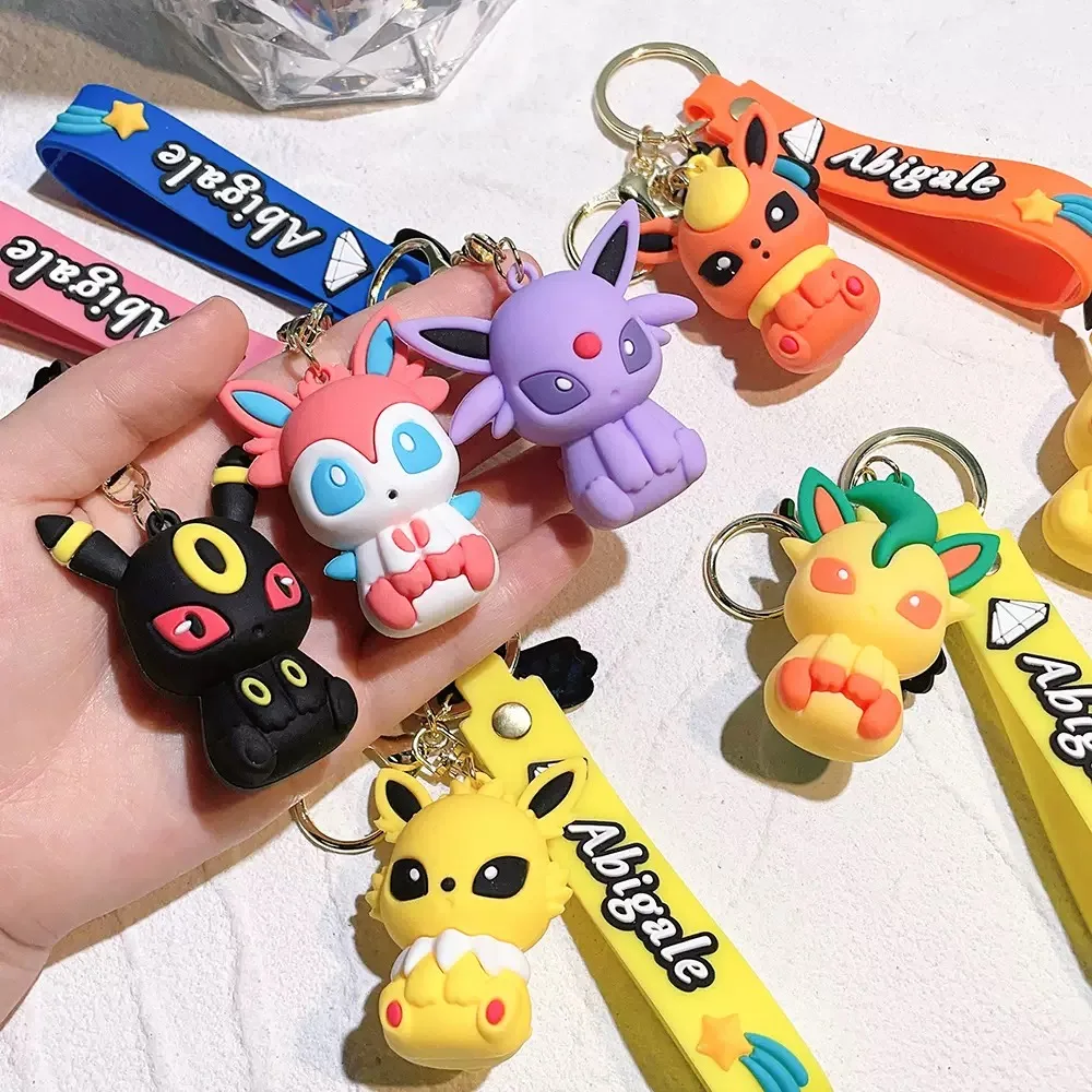 pokemon-anime-dos-desenhos-animados-chaveiro-bonito-pikachu-eevee-sylveon-flareon-jolteon-pvc-saco-ornamento-kawaii-encantos-para-criancas-presente