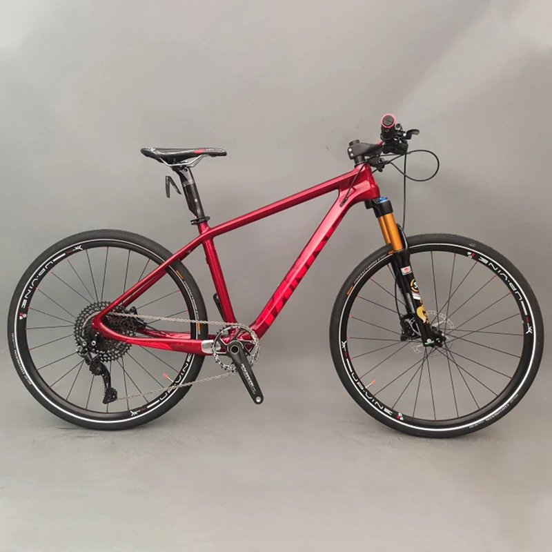 Carbon Fiber Frame MTB Bicycle Oil Gas Front Fork Red Mountain Bike 27.5 Inch 10 Speed