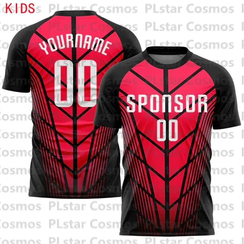

Custom Red White-Black Sublimation Soccer Uniform Jersey 3D Printed Kids Football Jersey Boys Tops Girl Tees