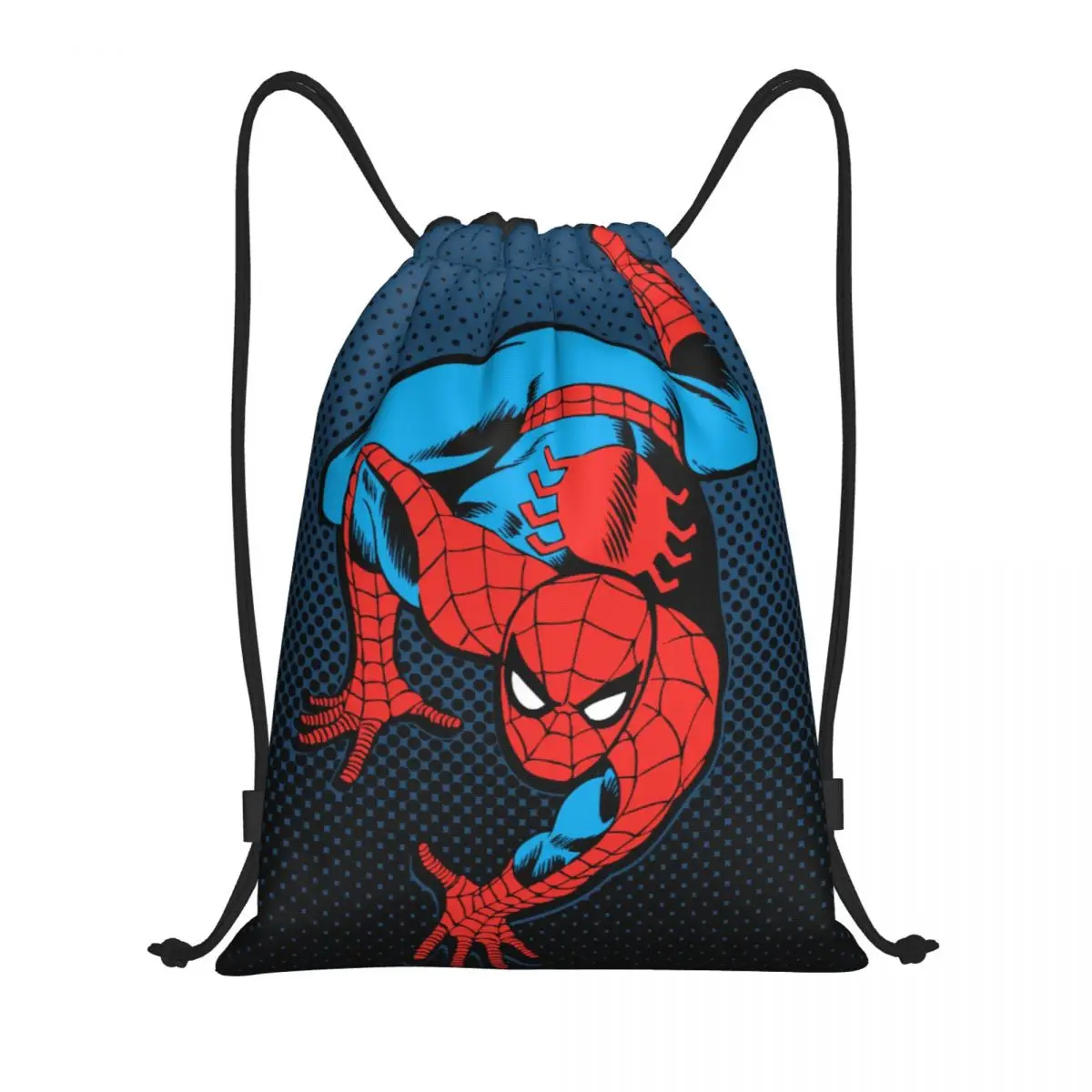 Custom Retro Spider Man Wall Crawl Drawstring Bags for Training Yoga Backpacks Men Women Sports Gym Sackpack