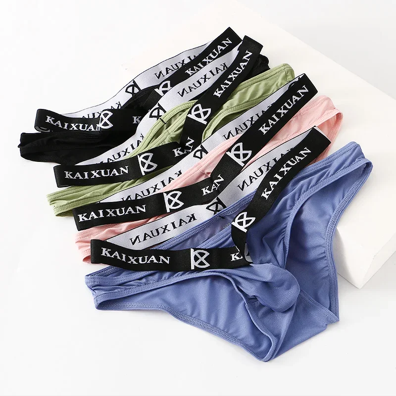 

New men's briefs ice silk low waist elastic breathable underwear summer U convex crotch protection comfortable underpants