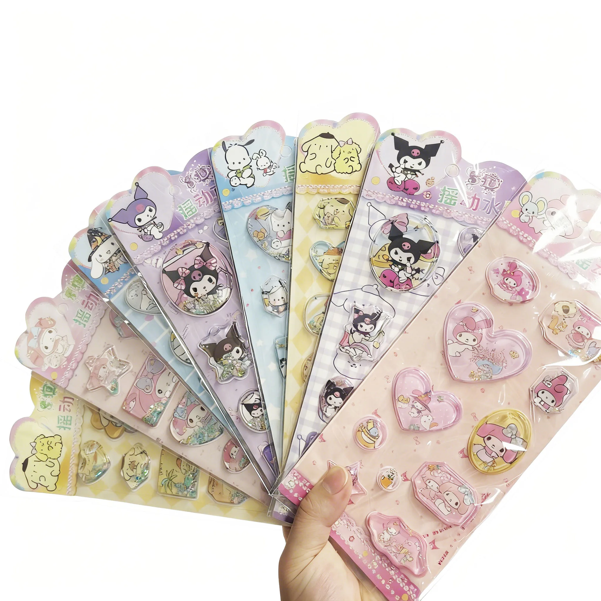 Sanrio Black Beauty Schwingender Wassersticker Hello Kitty Kinder-Cartoon Niedlicher 3D-Treibsand Handnotiz DIY Dekorationssticker