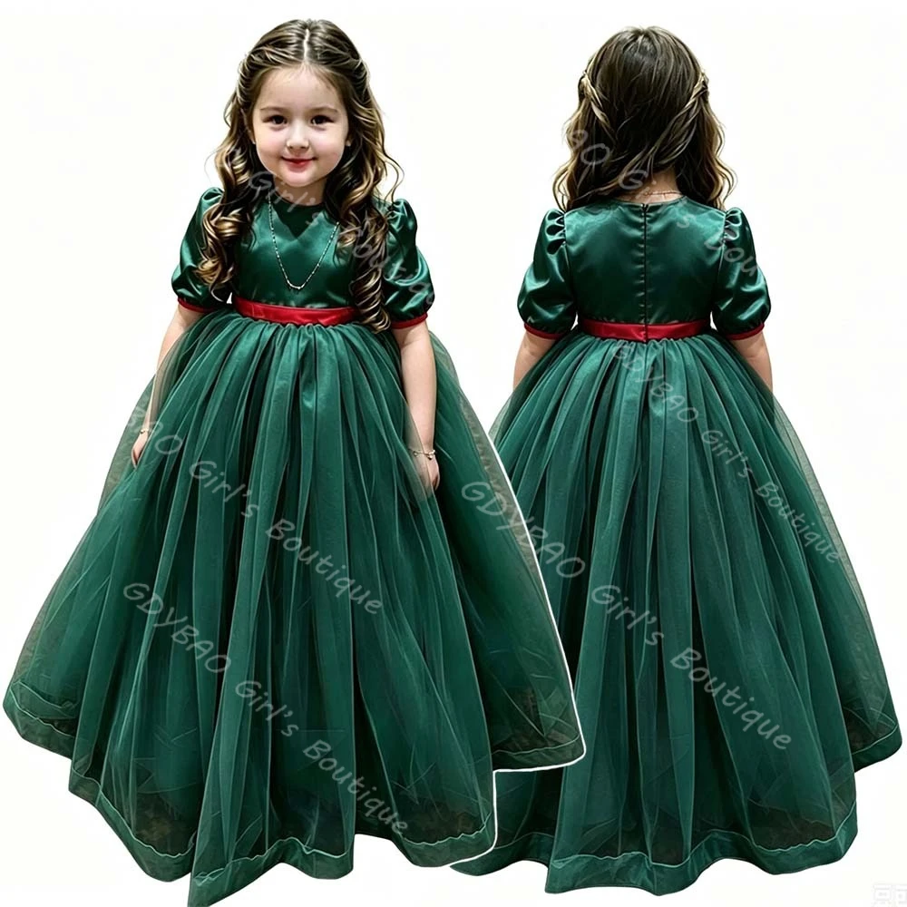 robe-de-demoiselle-d'honneur-elegante-en-tulle-pour-enfants-taille-haute-manches-courtes-robe-de-princesse-pour-concours-avec-echarpes-robe-de-bal-personnalisee-pour-mariage-et-fete