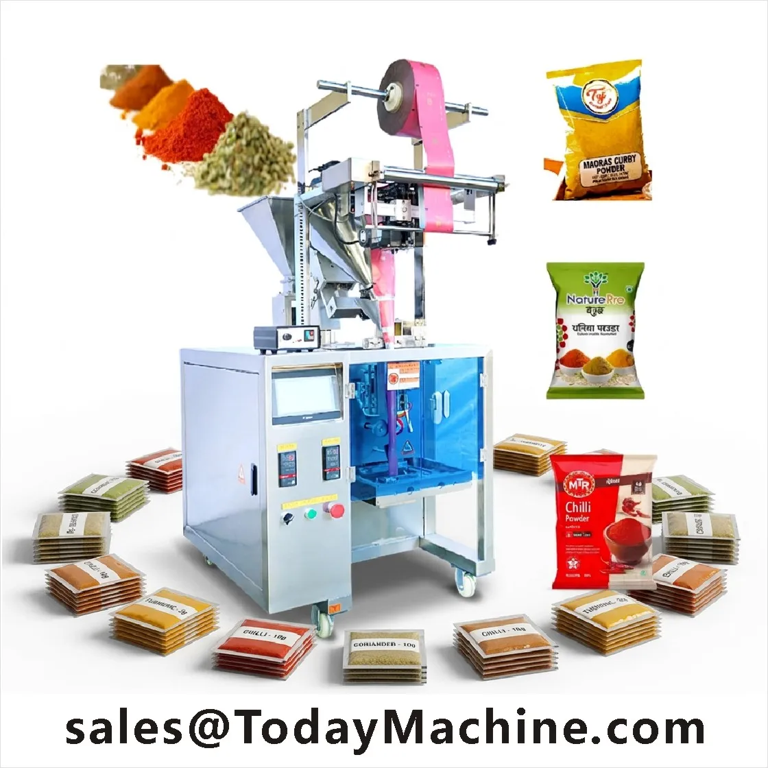 Auger Filler Vertical Packaging Machine for Instant Coffee Substitute Chicory Root Powder with Nitrogen Flush and Sealer