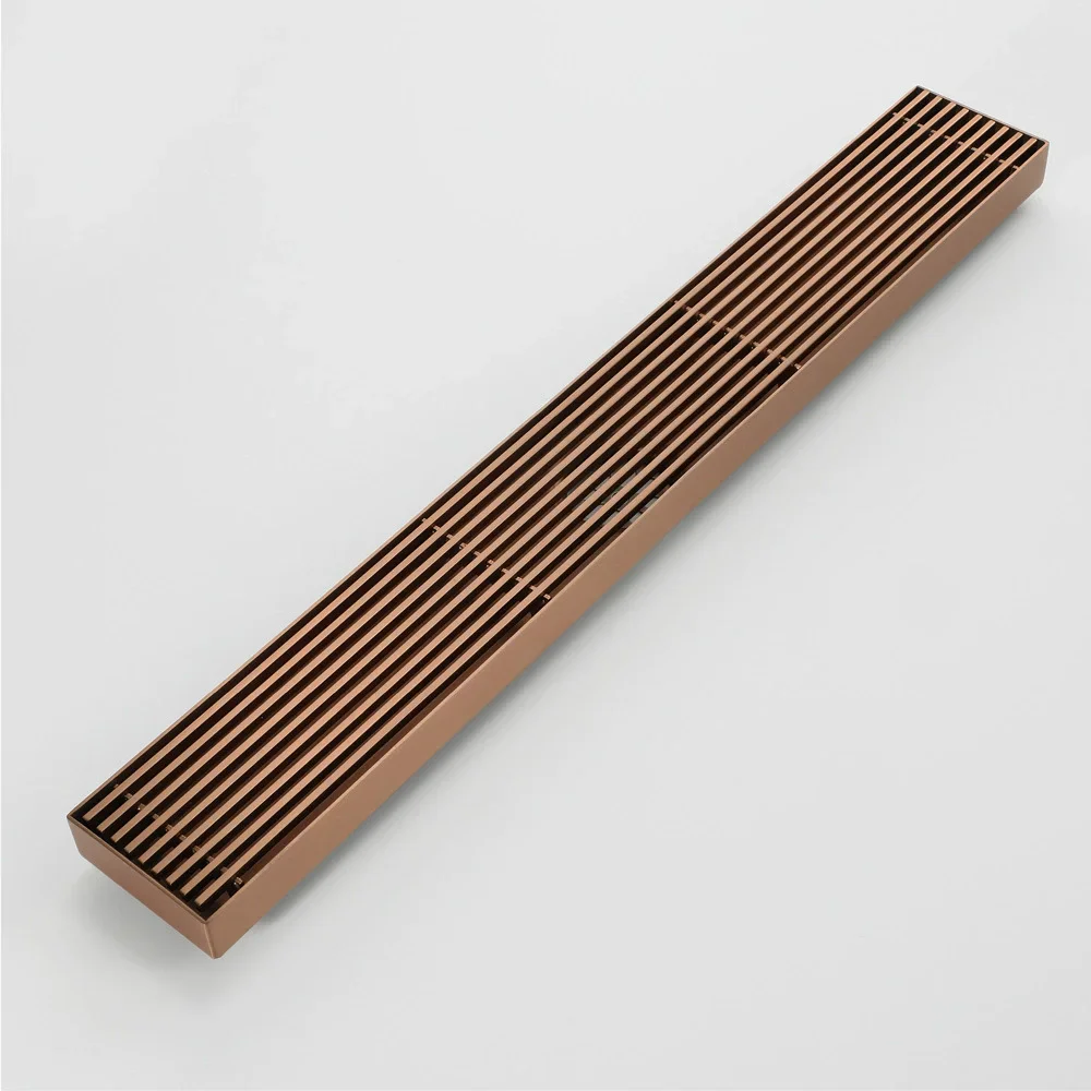 Antique Floor Drain 60cm Rose Gold SUS304 Shower Floor Drain Grey Bathroom Deodorant Brush GoldWater LeakageFloor Drain Strainer