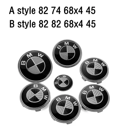 Imagen 1 del producto 7 Piezas de Emblemas para Capó Delantero y Maletero Trasero para BMW, Logotipo Original, Patrón de Fibra de Carbono, E46 E90 F30 E660 F10 F20G30 E39 G20 E36