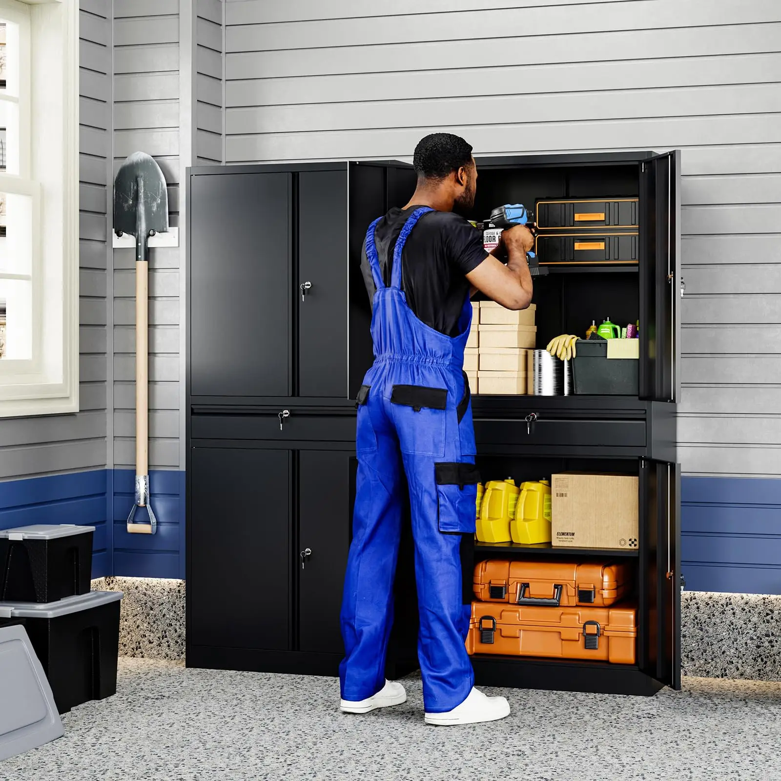 Metal Garage Storage Cabinet with Locking Do and Adjustable Shelves, 71