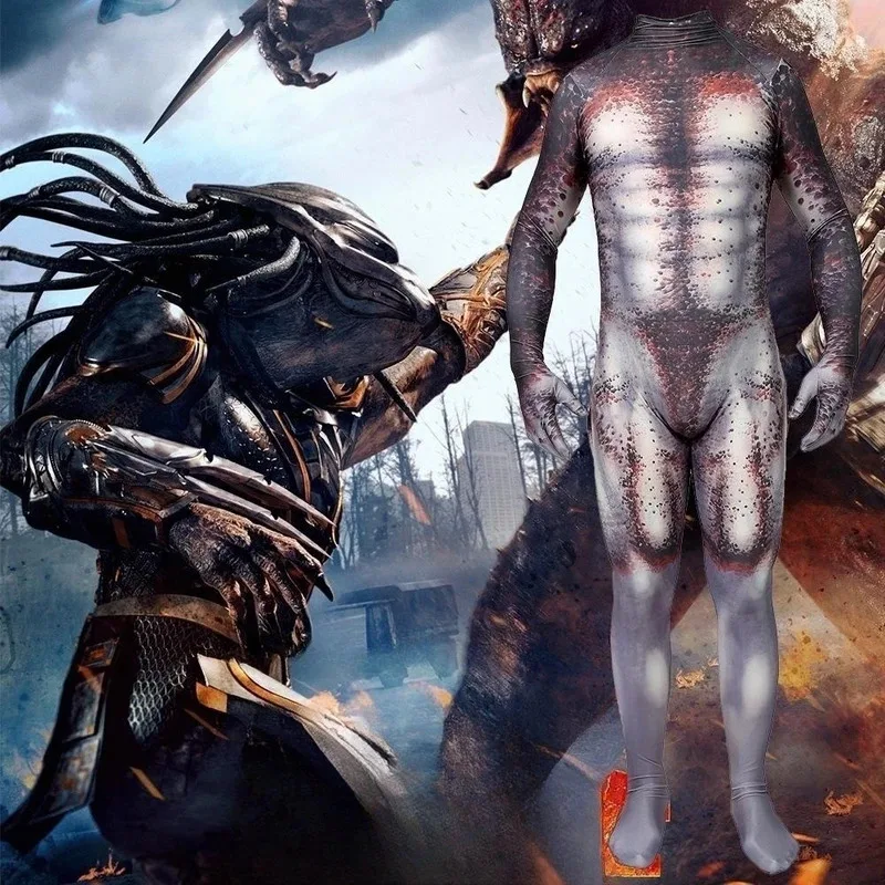 

Mens Boys The Predator Cosplay Halloween Costumes Spandex Suit Bodysuit Jumpsuit Adults Kids