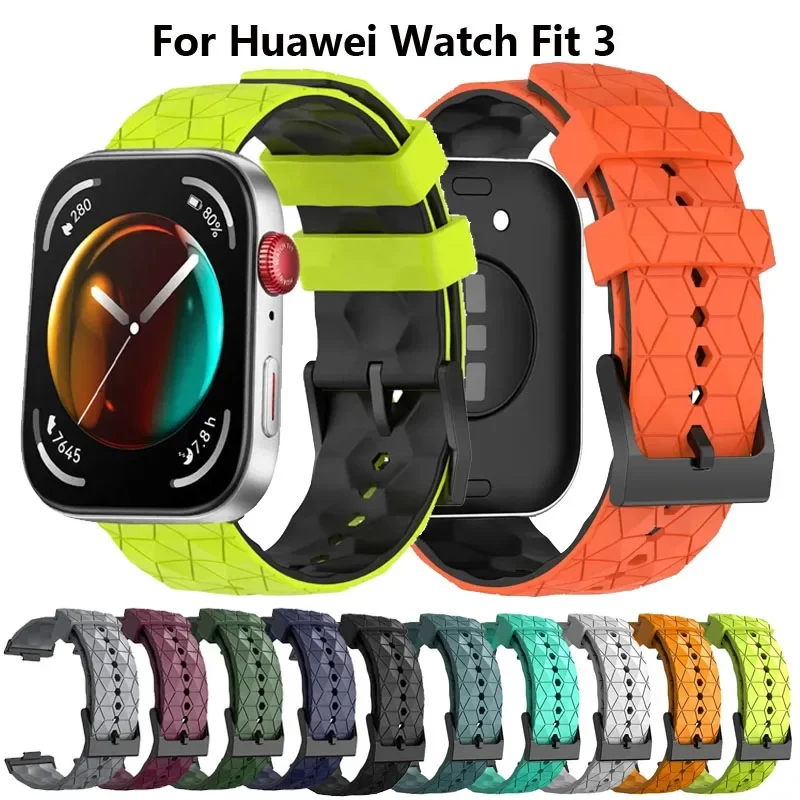 화웨이 워치핏 3/4, 워치핏 4 프로 스포츠용 다채로운 실리콘 스트랩, 축구 패턴 손목 밴드