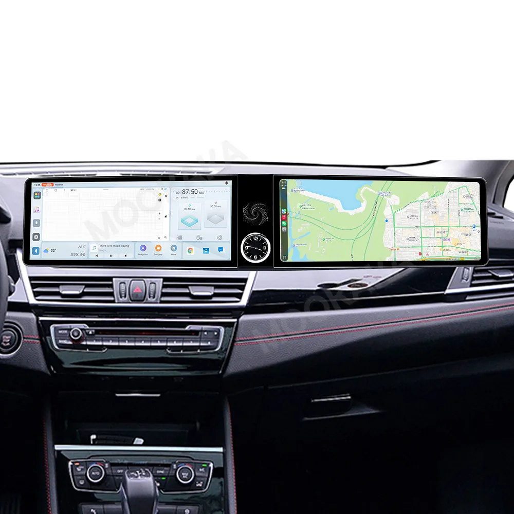 24,6-Zoll-Autoradio mit Carplay und zwei Bildschirmen für BMW 2er Touring F45 2013-2017, Android Auto Stereo GPS Navi, Kassettenrekorder, Headunit