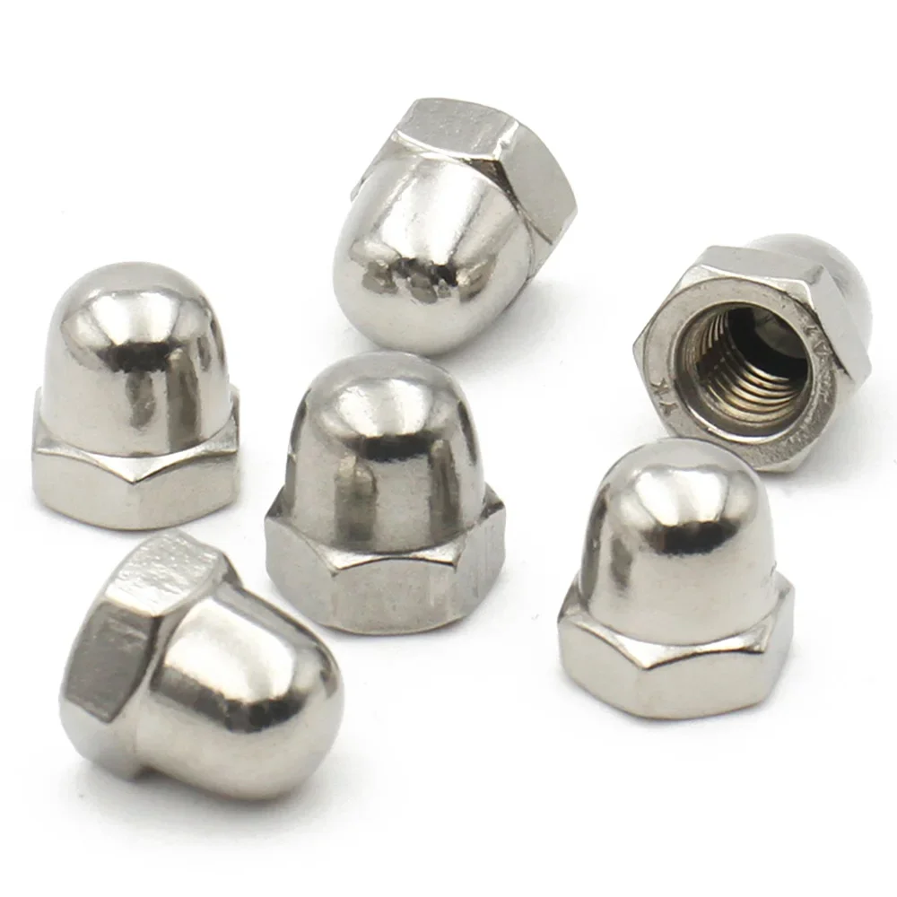 DIN1587 الجوزة الجوز تاج عرافة الجوز M3 M4 M5 M6 M8 M10 M12 M14 M16 304 201 الفولاذ المقاوم للصدأ قبة غطاء الجوز المكسرات أعمى للبراغي 1-50 قطعة