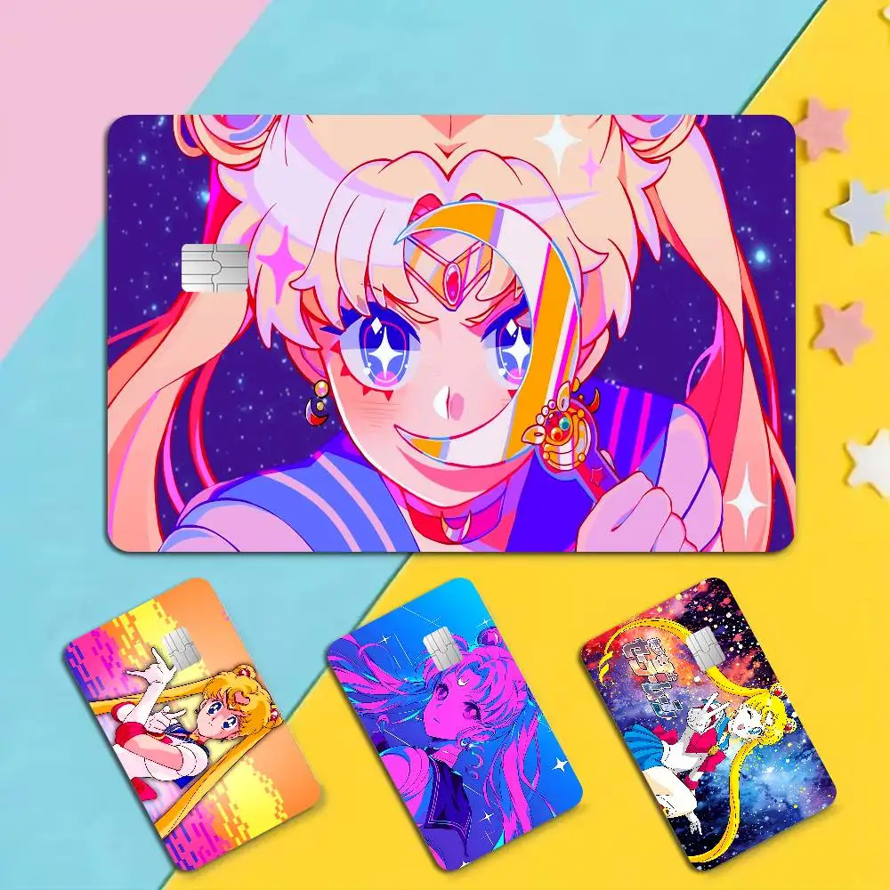 S-Sailores Cute Girl Moon Anmie Sticker Film Skin Cover for Credit Card Debit Bank Card Front