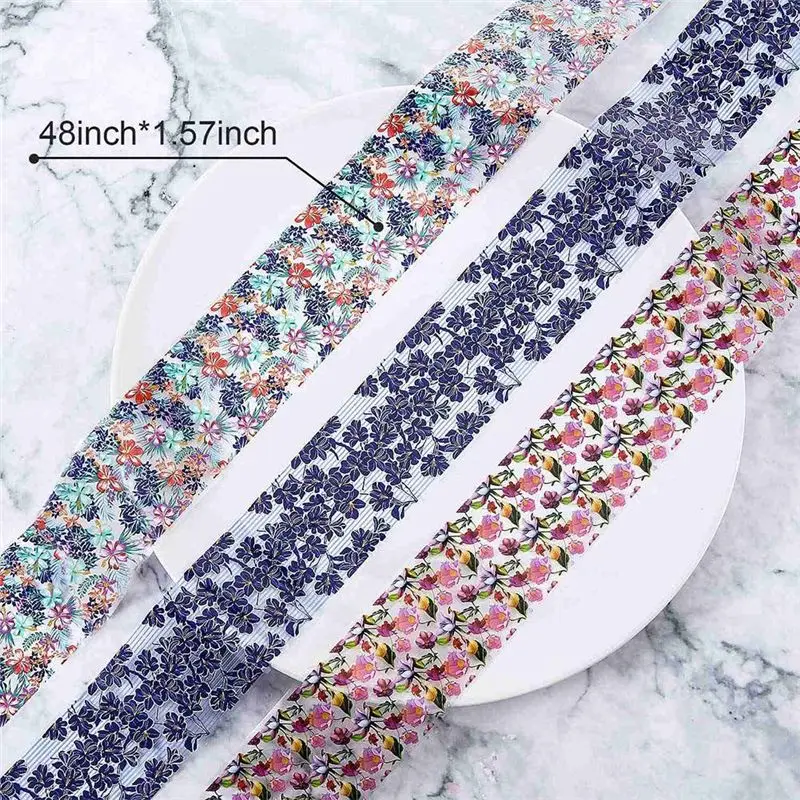 ABIT Floral Design Nail Art Foil Stickers - 1 Box, 10 Rolled Starry Wraps And Transfer Decals