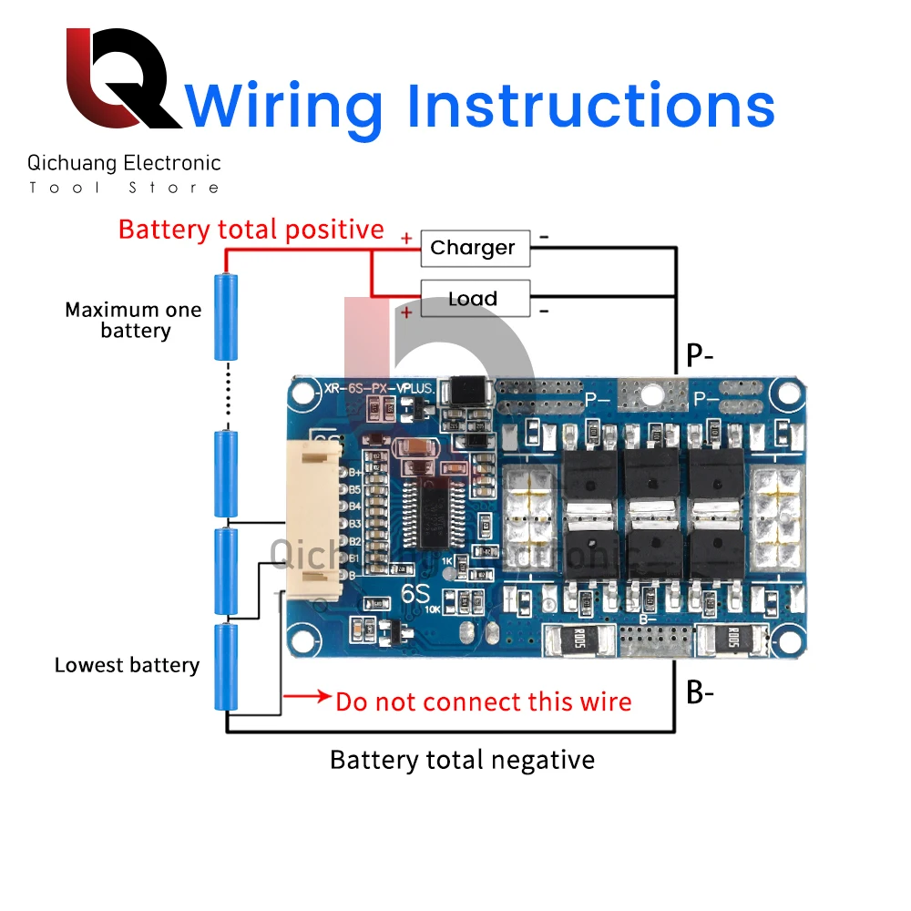 Lithium Battery BMS 6S 22.2V 15A 20A 25A Balanced Charge Board Equalizer with Overcharge Discharge Short Circuit Protection