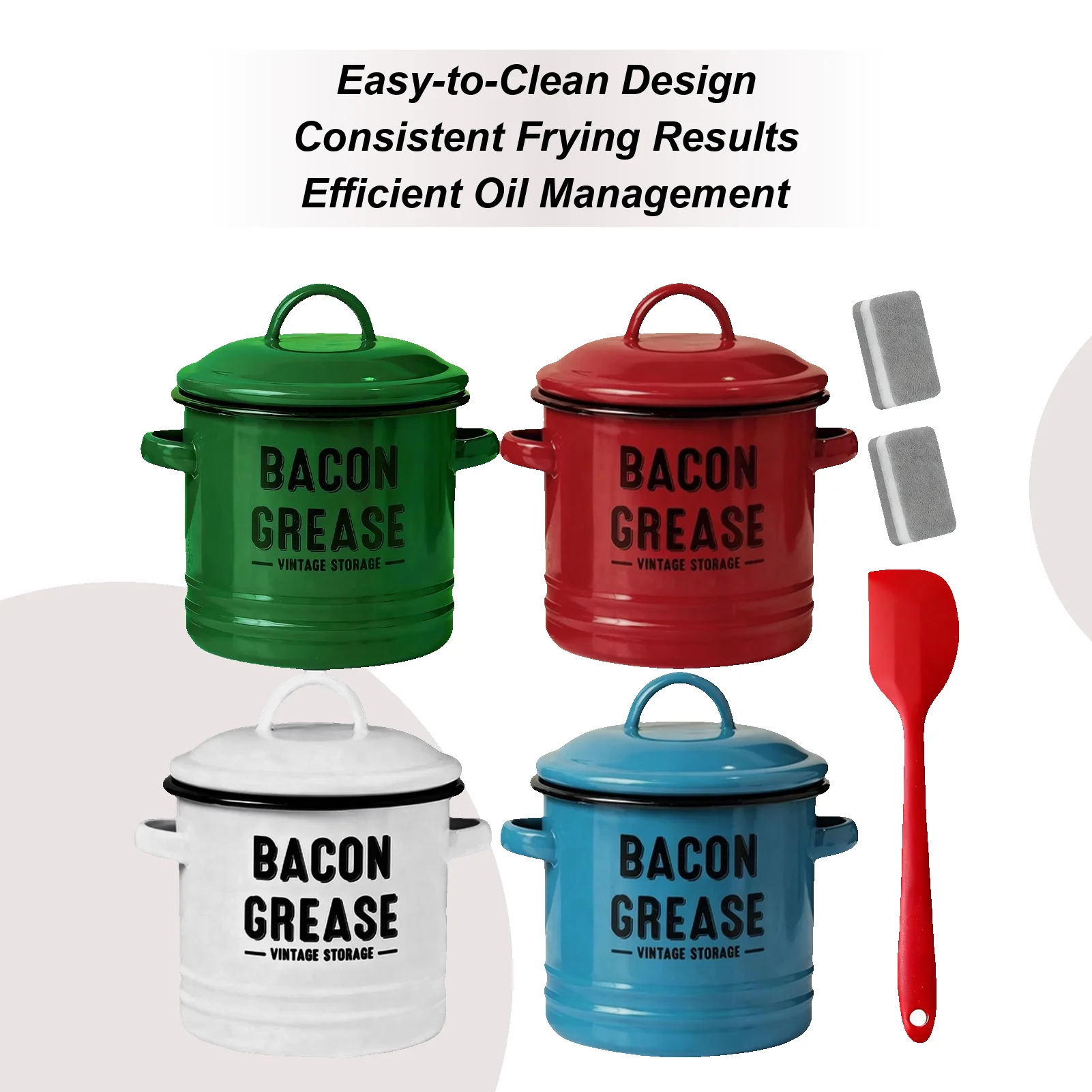 

Grease Can For Kitchen Large Capacity 1200ml Cooking Grease Container For Frying Baking Meal Prep Holiday Camping Thanksgiving