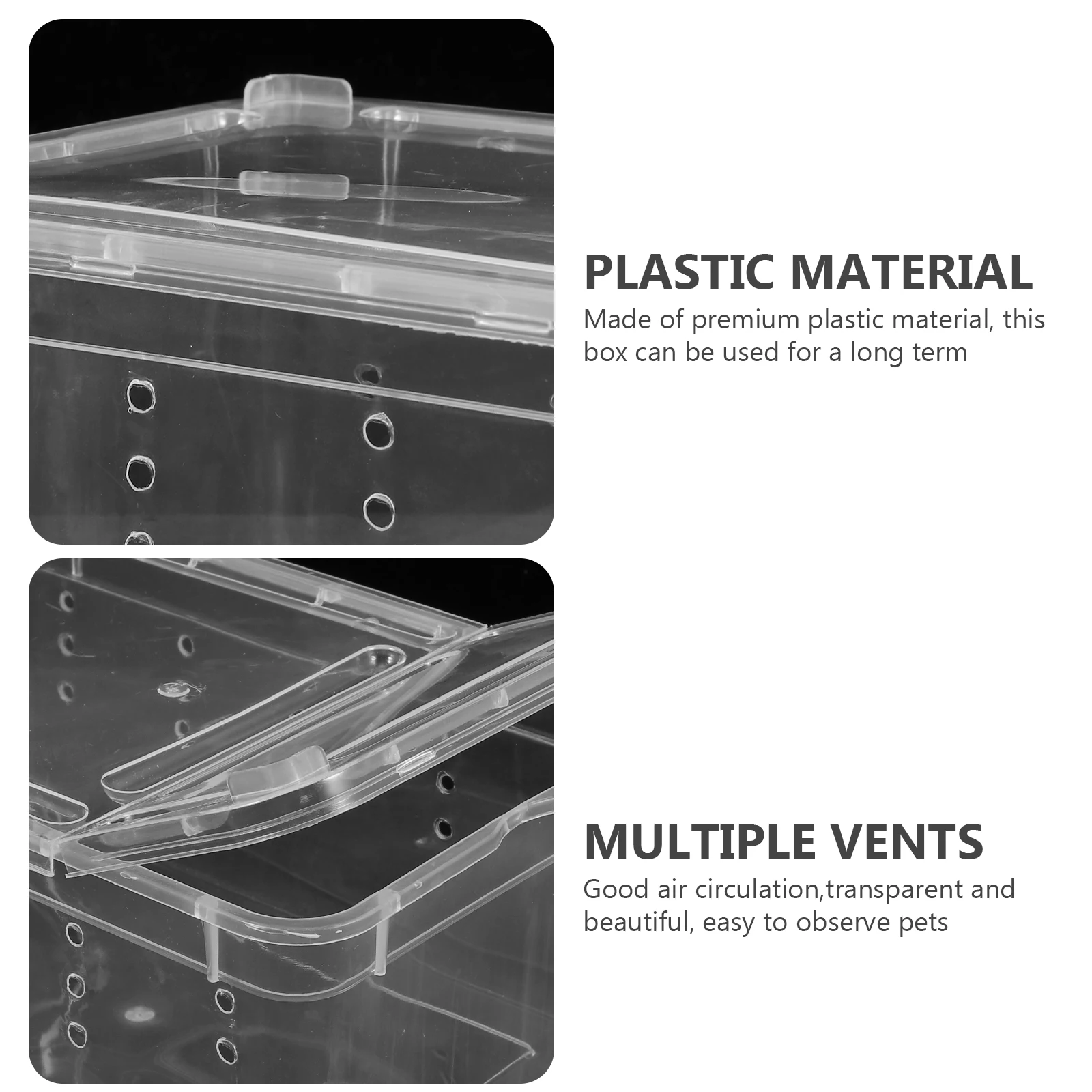 

Insect Rearing Box Reptile Pet Feeder Lizard Habitat Small Animals Plastic Tank Clear Habitat Spider Breeding Box Lightweight