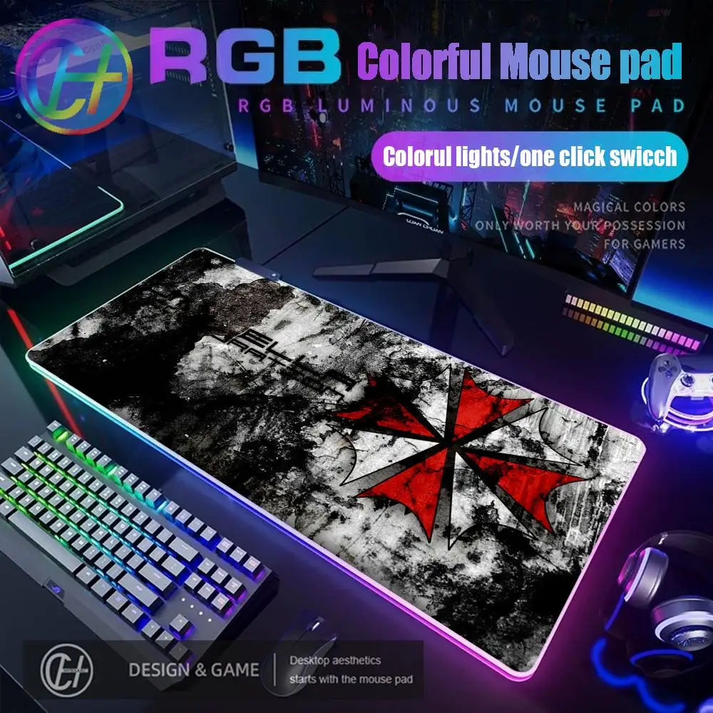 2026 New HYBXAXC Mouse Pad RGB Gaming Mouse Pad Desk Mat HD Gamer Large LED Light XXL 80x40 P-Playful U-Umbrella RGB Mouse Pad