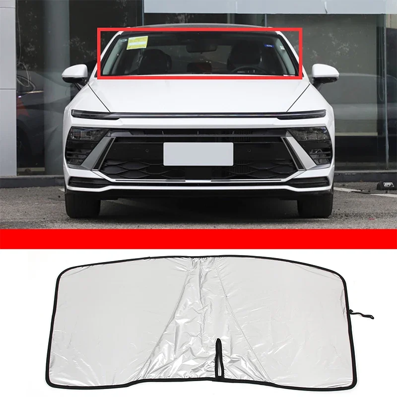 

For Hyundai Sonata 2019-2024 Silver Tape Car Styling Car Front Windshield Anti-UV Sun Shade Car Protection Accessories