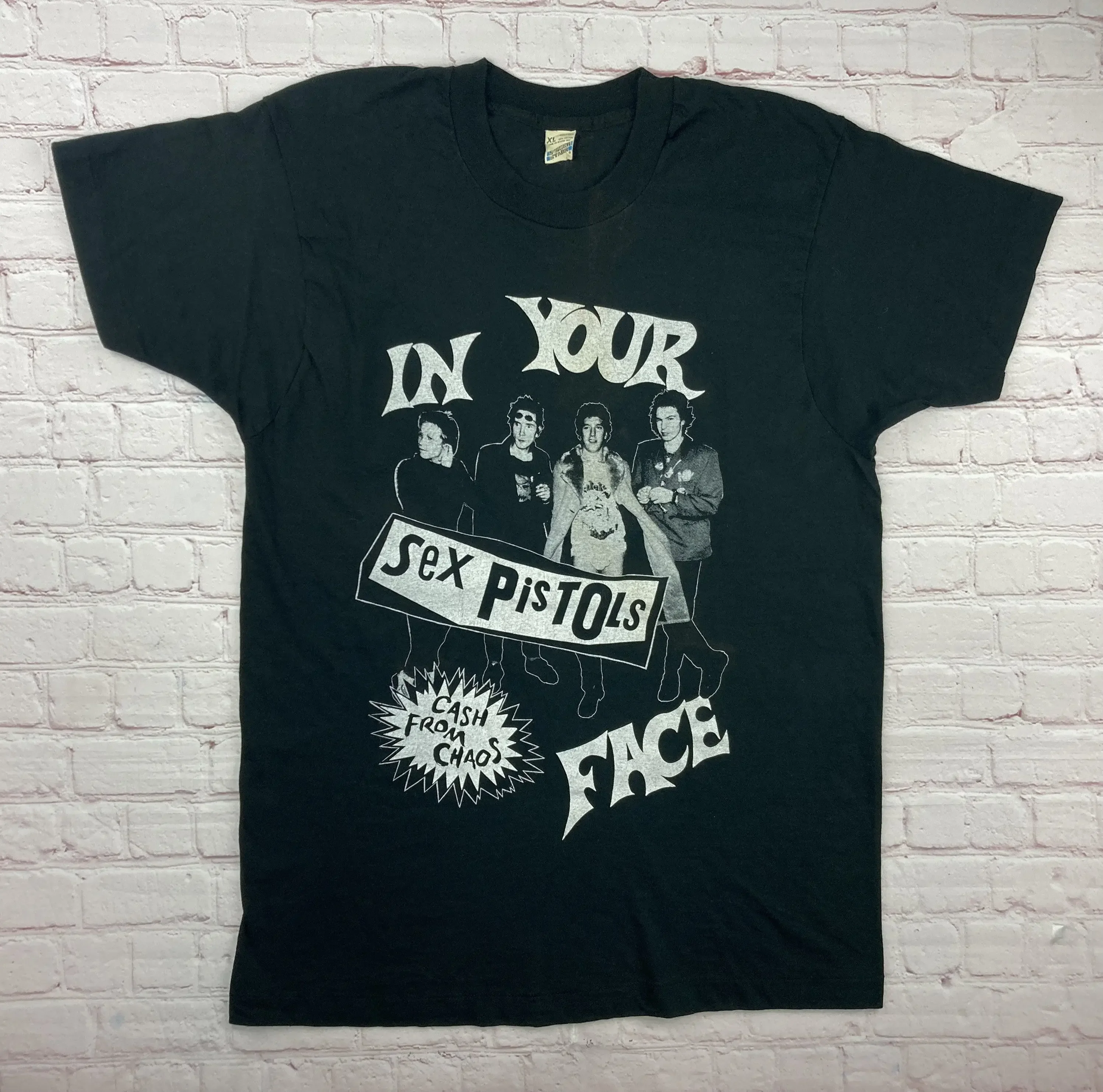 Rare Vintage Original 1980 Äôs Sex Pistols Äúin Your Face Äù Chaos T Shirt By Screen Stars